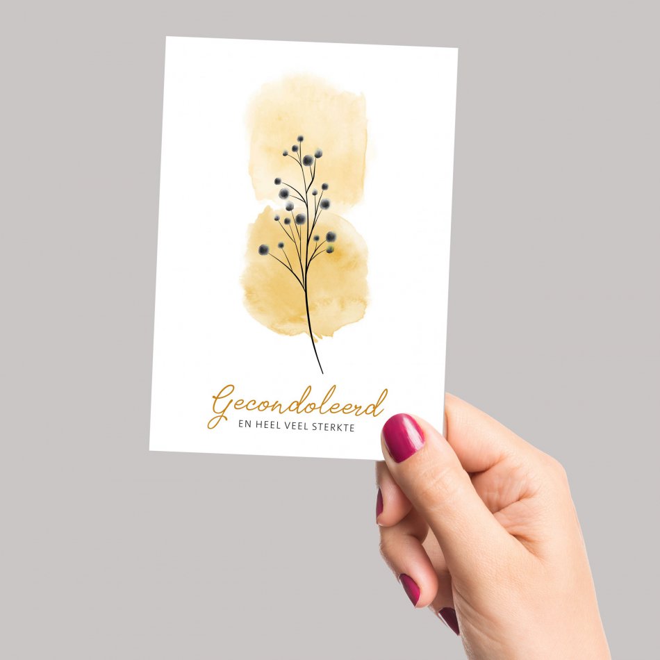 Kaart Condoleance  Aquarel Yellow