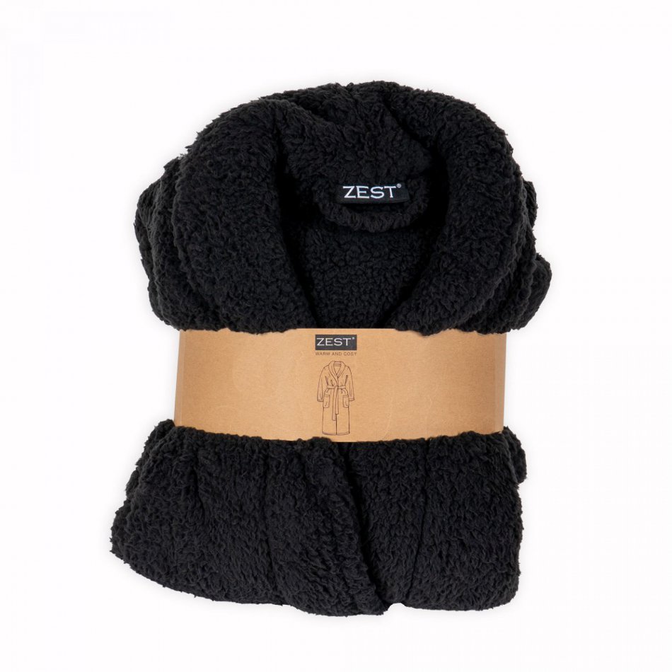 Badjas Sherpa Recycled Zwart